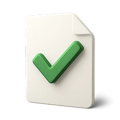 Белый документ с зелёной галочкой.