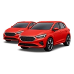 Два красных автомобиля.