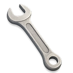 Серебряный гаечный ключ.