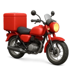 Красный мотоцикл с коробкой для доставки.