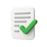 Белый документ с зелёной галочкой.