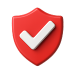 Красный щит с белой галочкой.